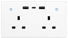 WiFi 2-gang Wall Socket + USB — WK-UK2-2A1C-WH